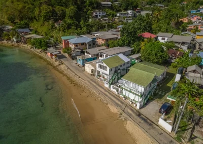 Bird's eye view of The Cholson Chalets guest house on Man of War Bay, Chartlotteville, Tobago
